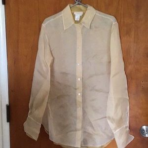 Roberto cavalli beige sheer button down W top 100% silk made in Italy size m new